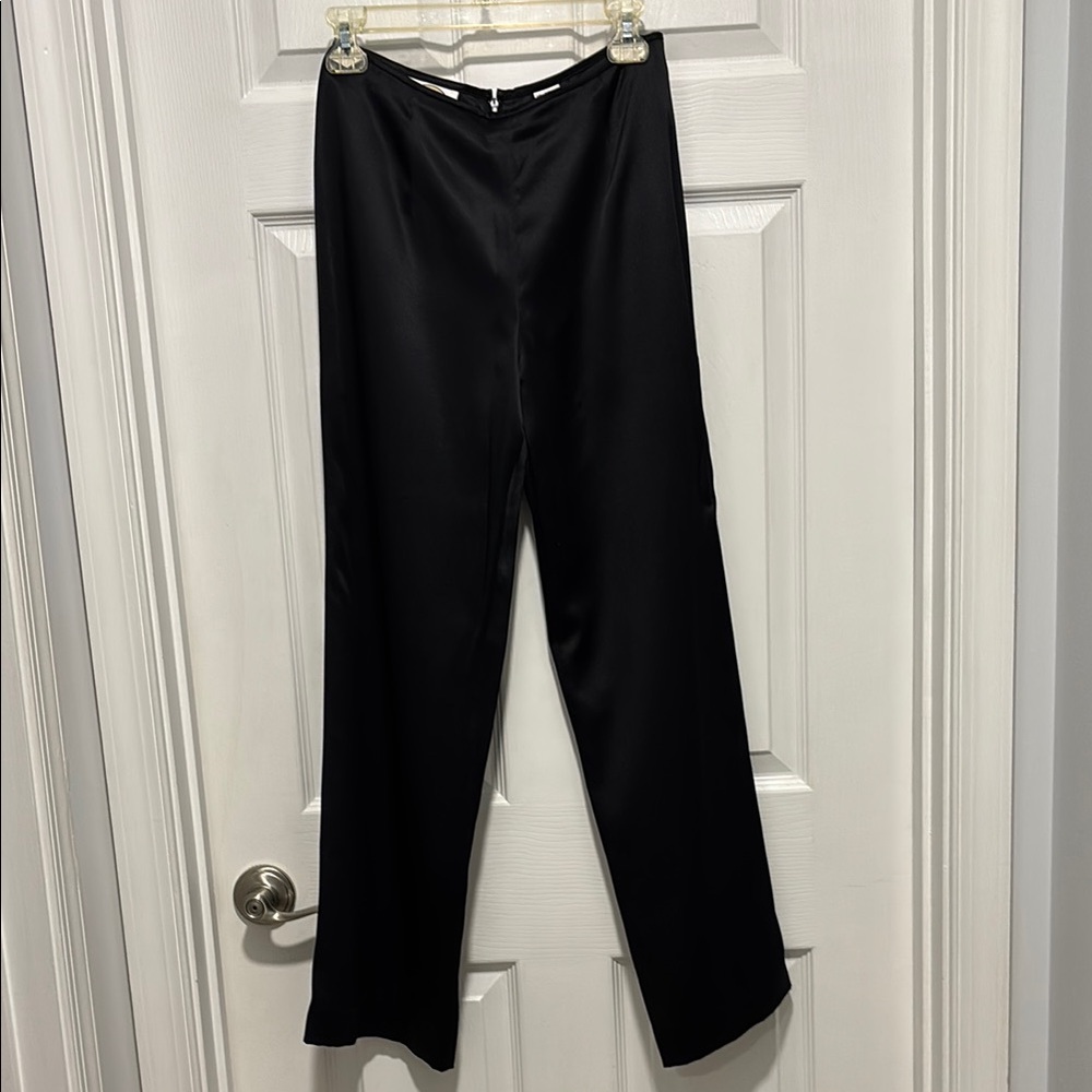 Talbots Elegant Black Silk Wide Leg Pants